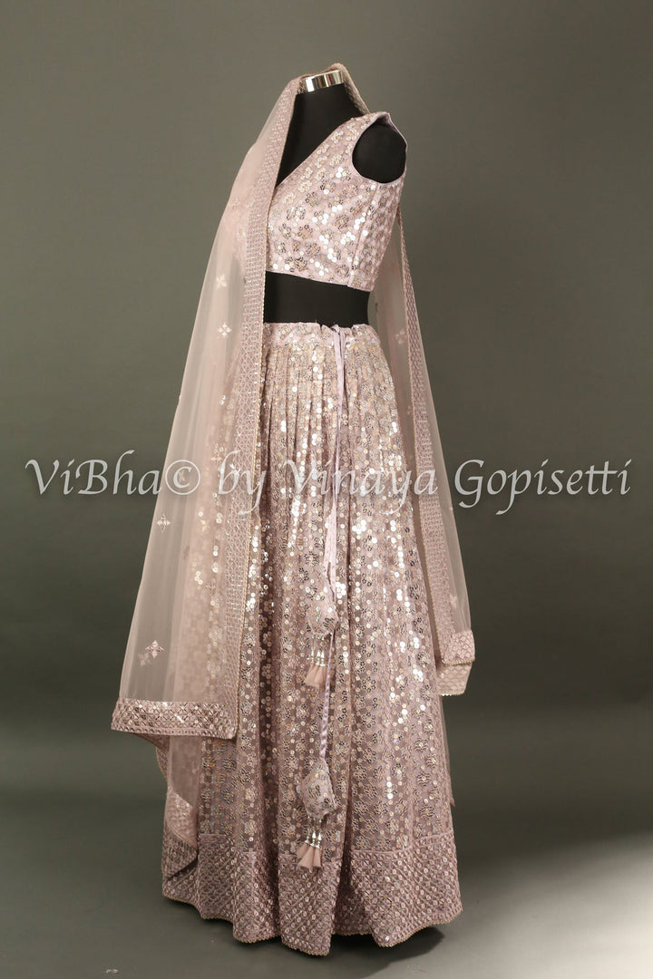 Lehengas - Blush Pink Sheen Lehenga