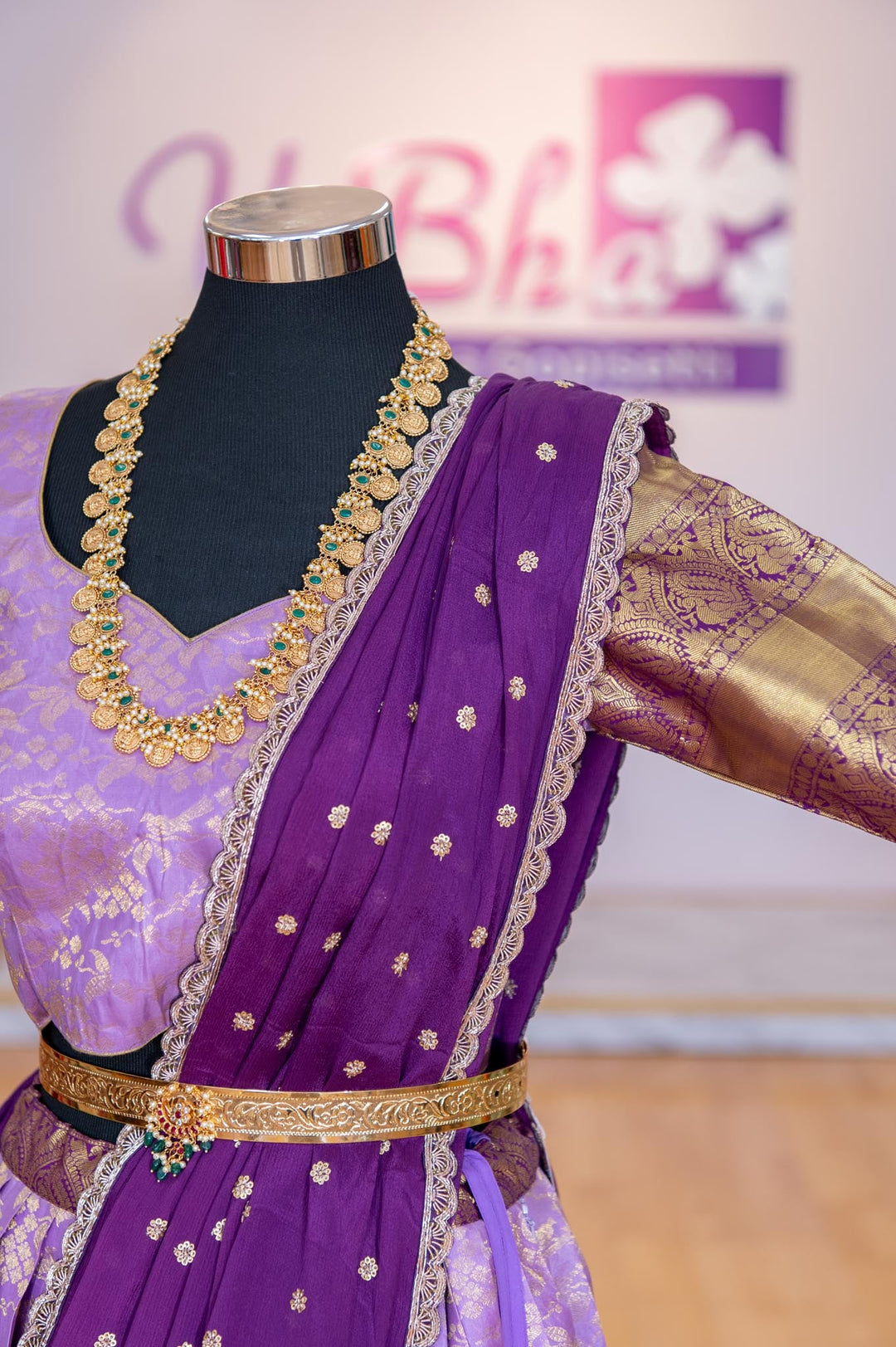 Lehengas - Dark And Light Purple Kanjivaram Silk Lehenga