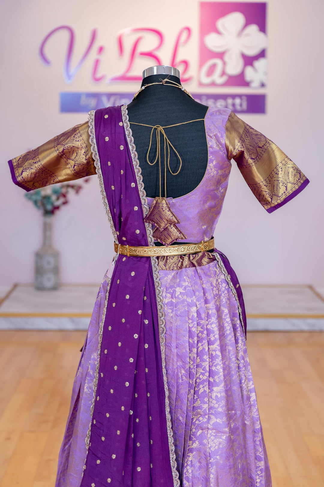 Lehengas - Dark And Light Purple Kanjivaram Silk Lehenga