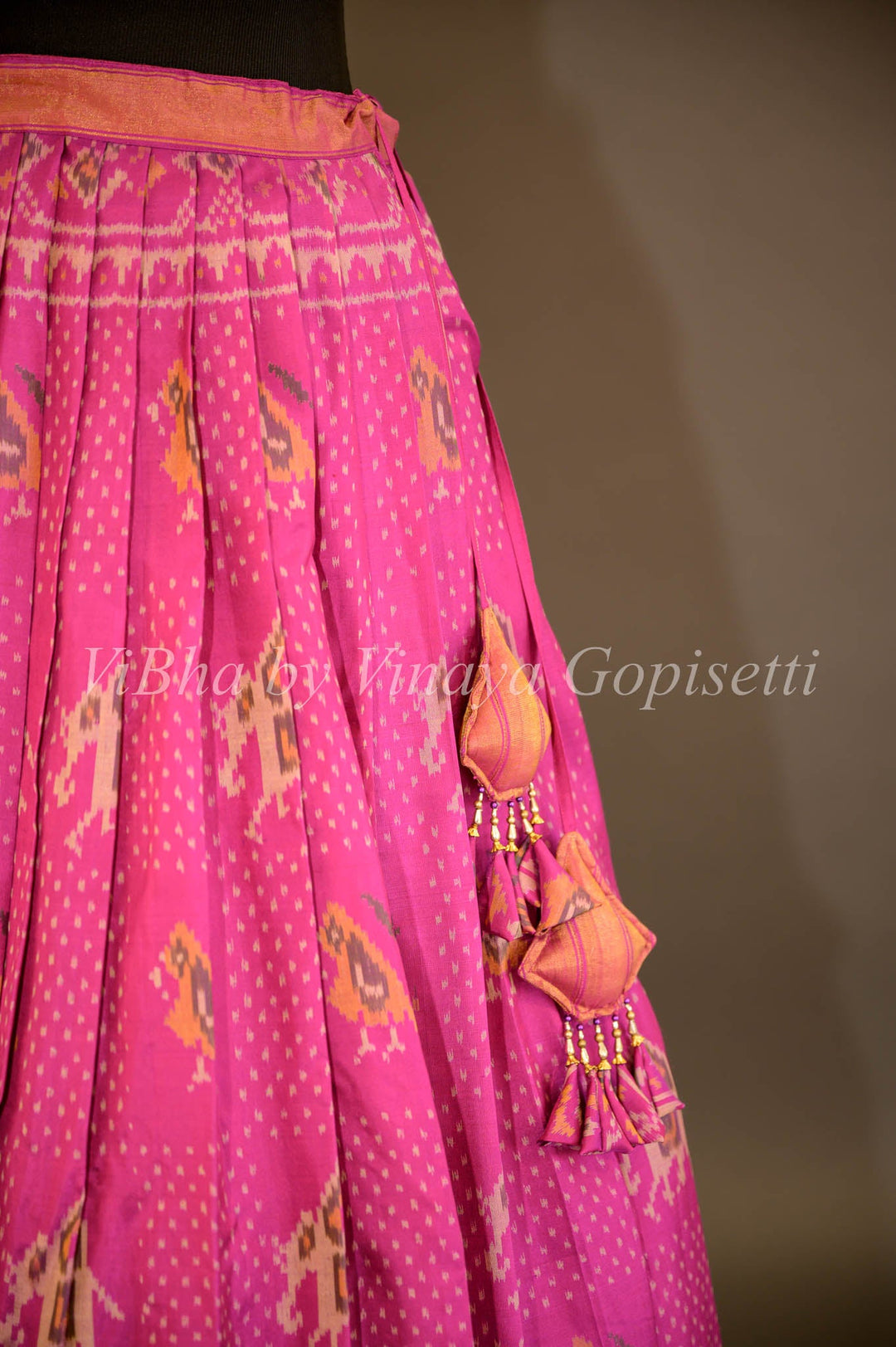 Lehengas - Magenta Patola Silk Lehenga With Cross Back Blouse And Pearl White Embroidered Dupatta