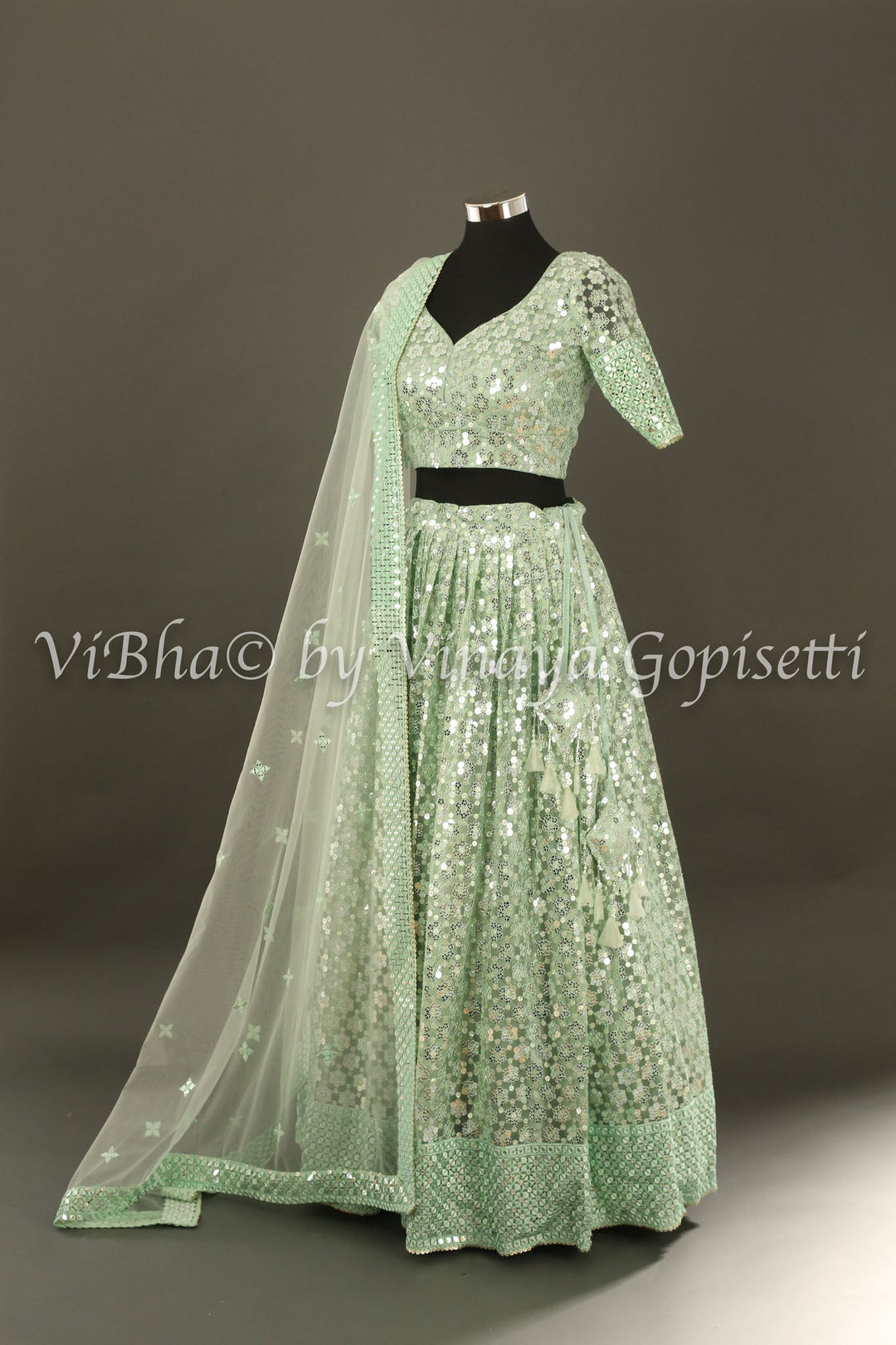 Lehengas - Mint Green Sheen Lehenga