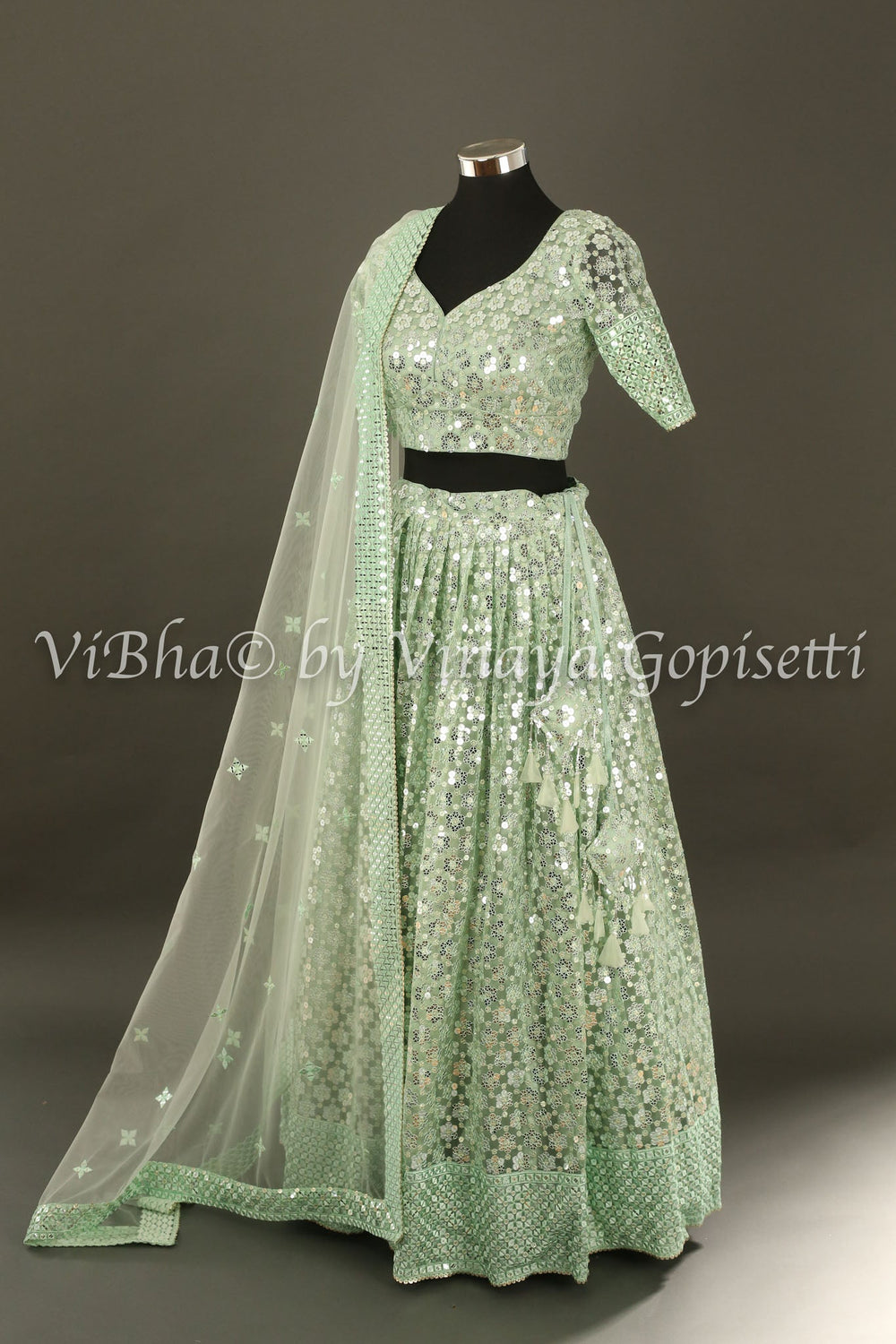 Lehengas - Mint Green Sheen Lehenga