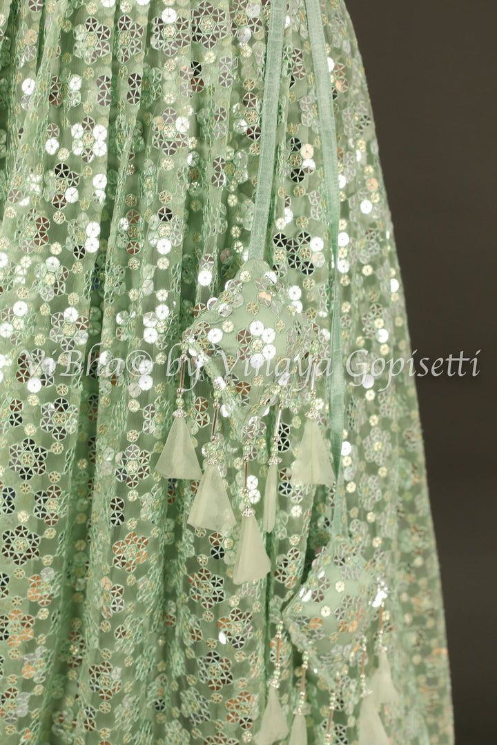 Lehengas - Mint Green Sheen Lehenga