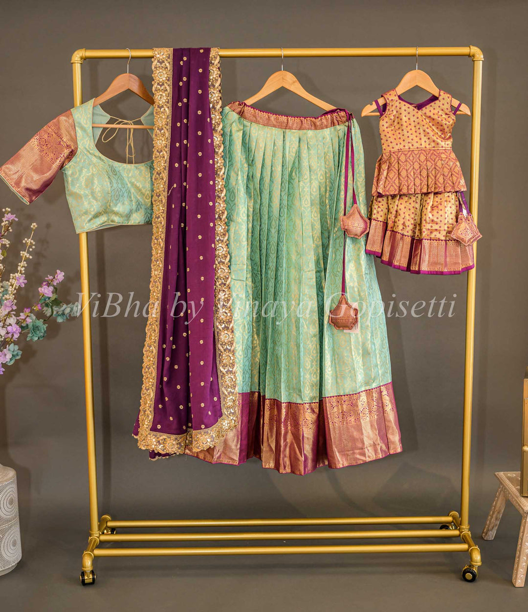 Lehengas - Mom And Daughter Kanjivaram Silk Lehenga Set