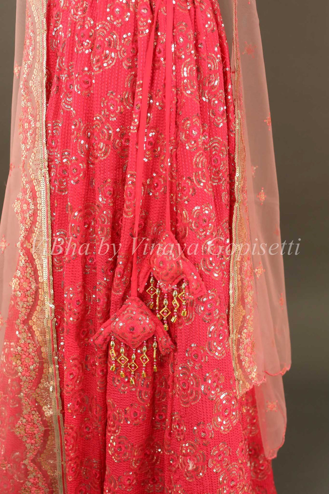 Lehengas - Pink And Light Pink Floral Sequin Lehenga