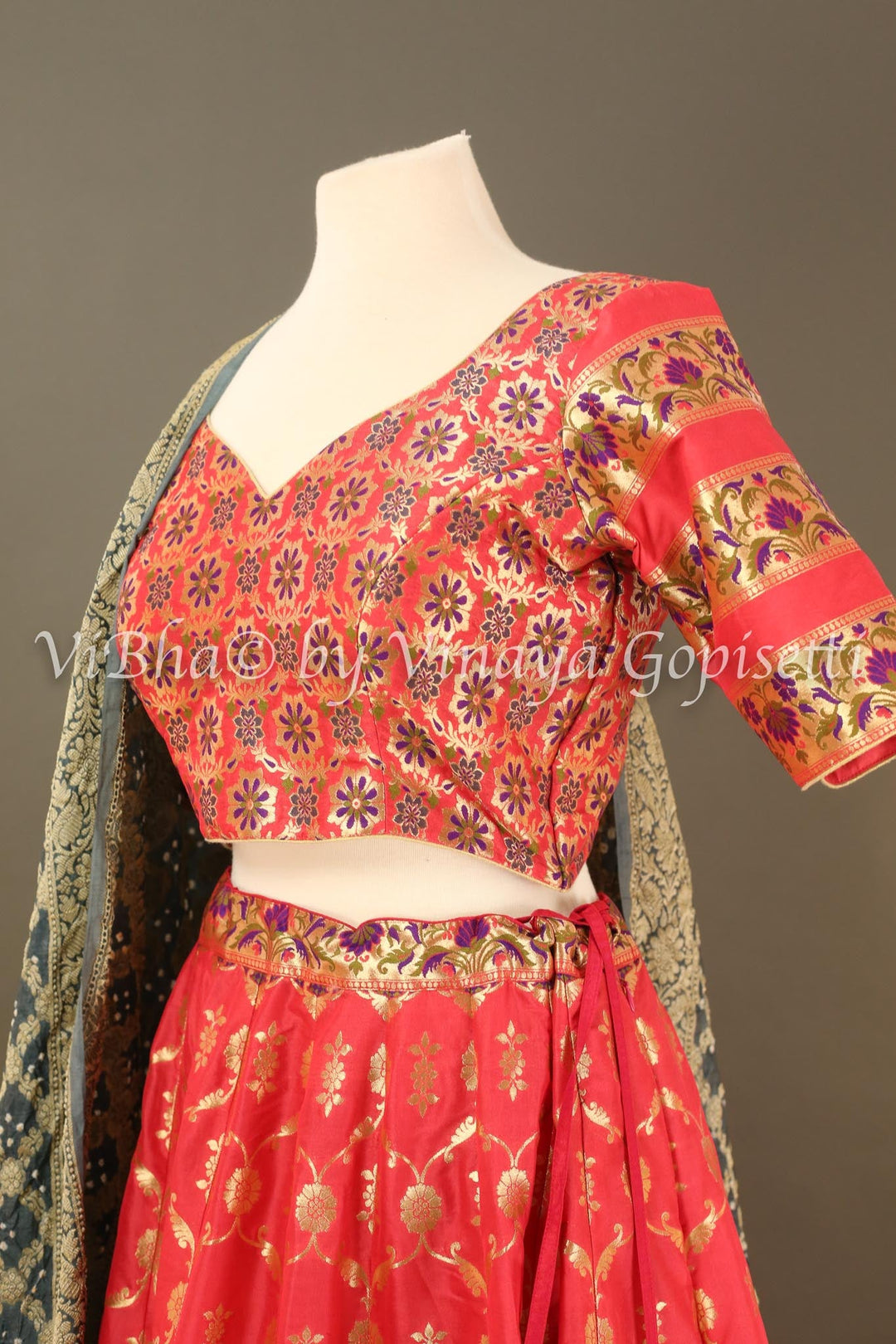 Lehengas - Pink Banarasi Silk Lehenga