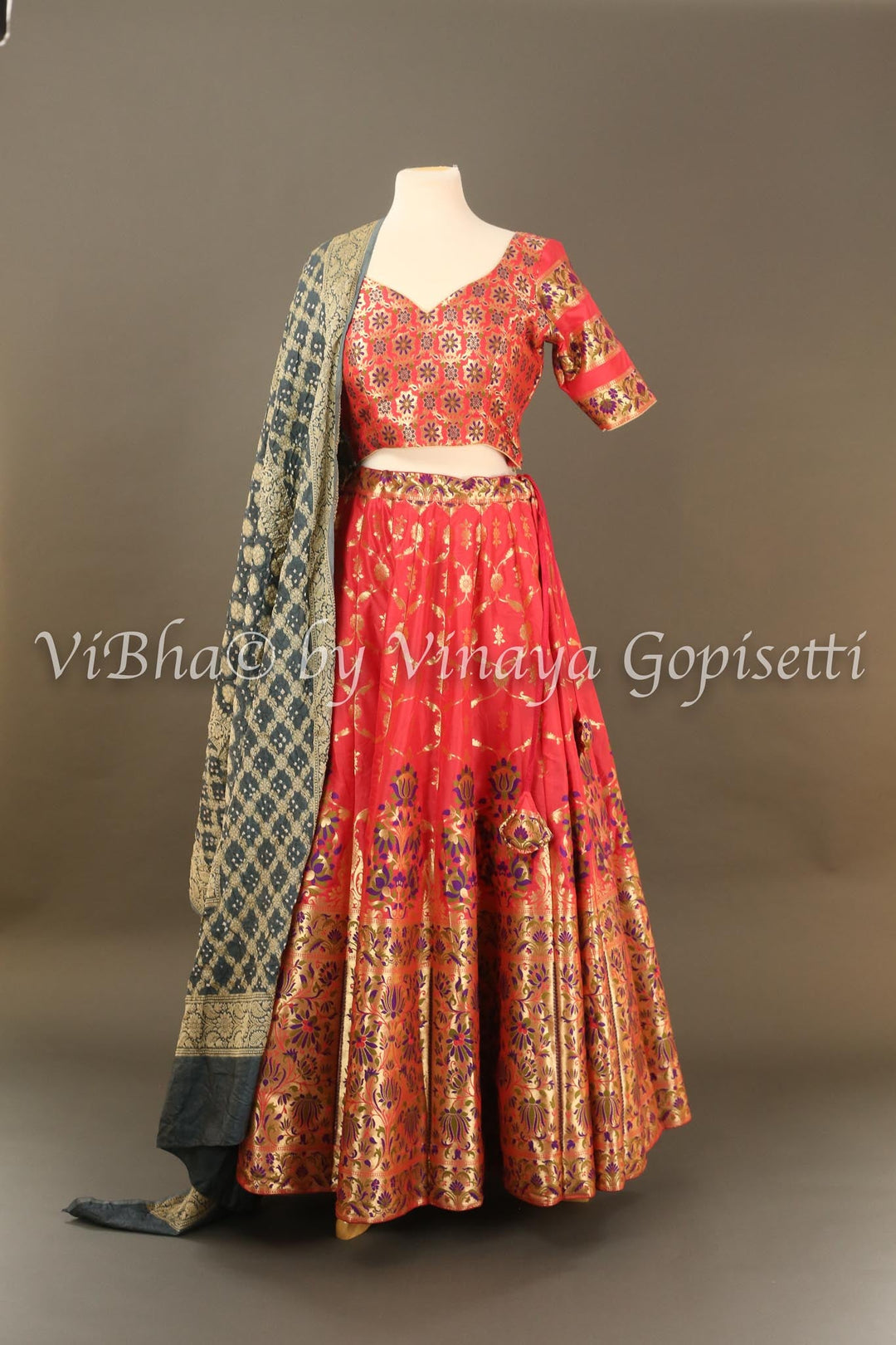 Lehengas - Pink Banarasi Silk Lehenga