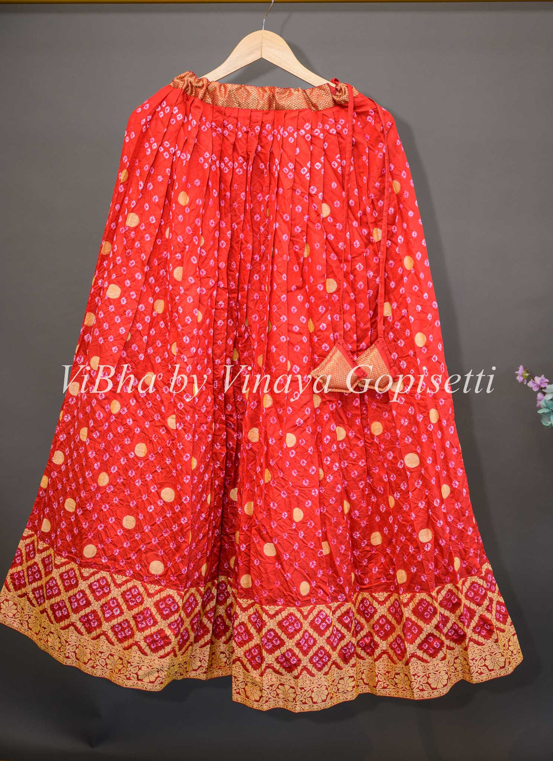 Lehengas - Red And Pink Kanchi Bandhani Lehenga Set