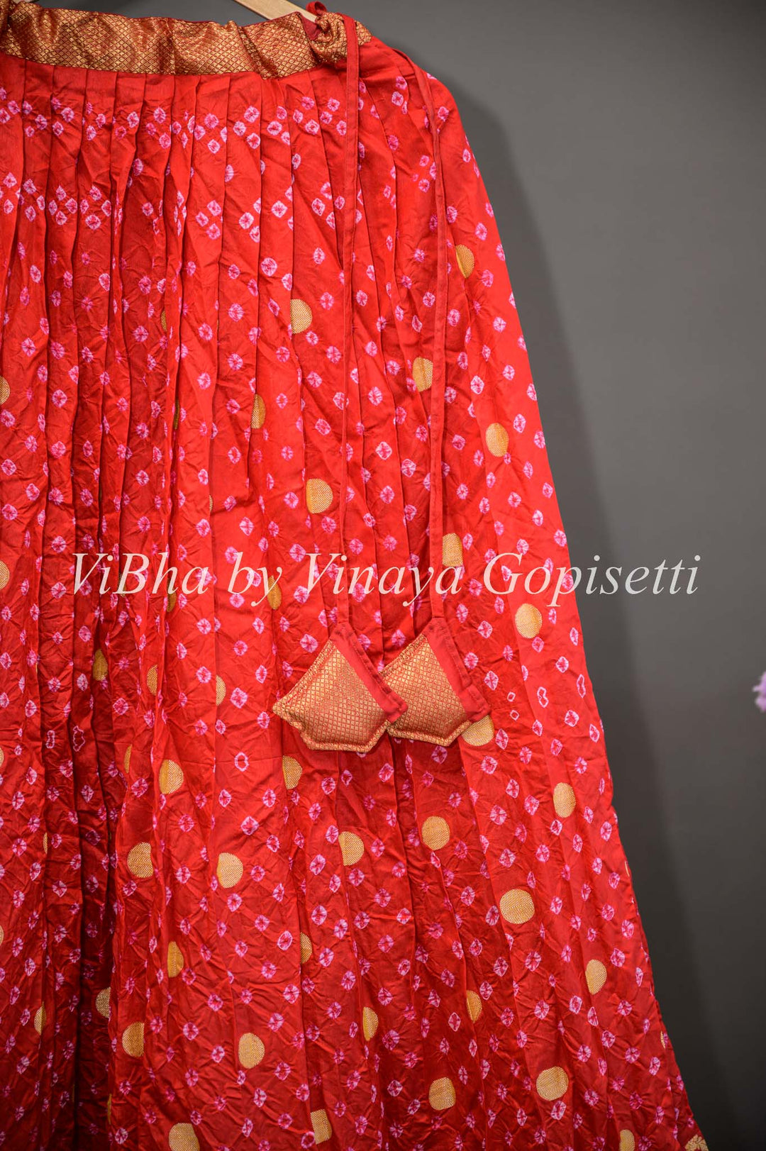 Lehengas - Red And Pink Kanchi Bandhani Lehenga Set