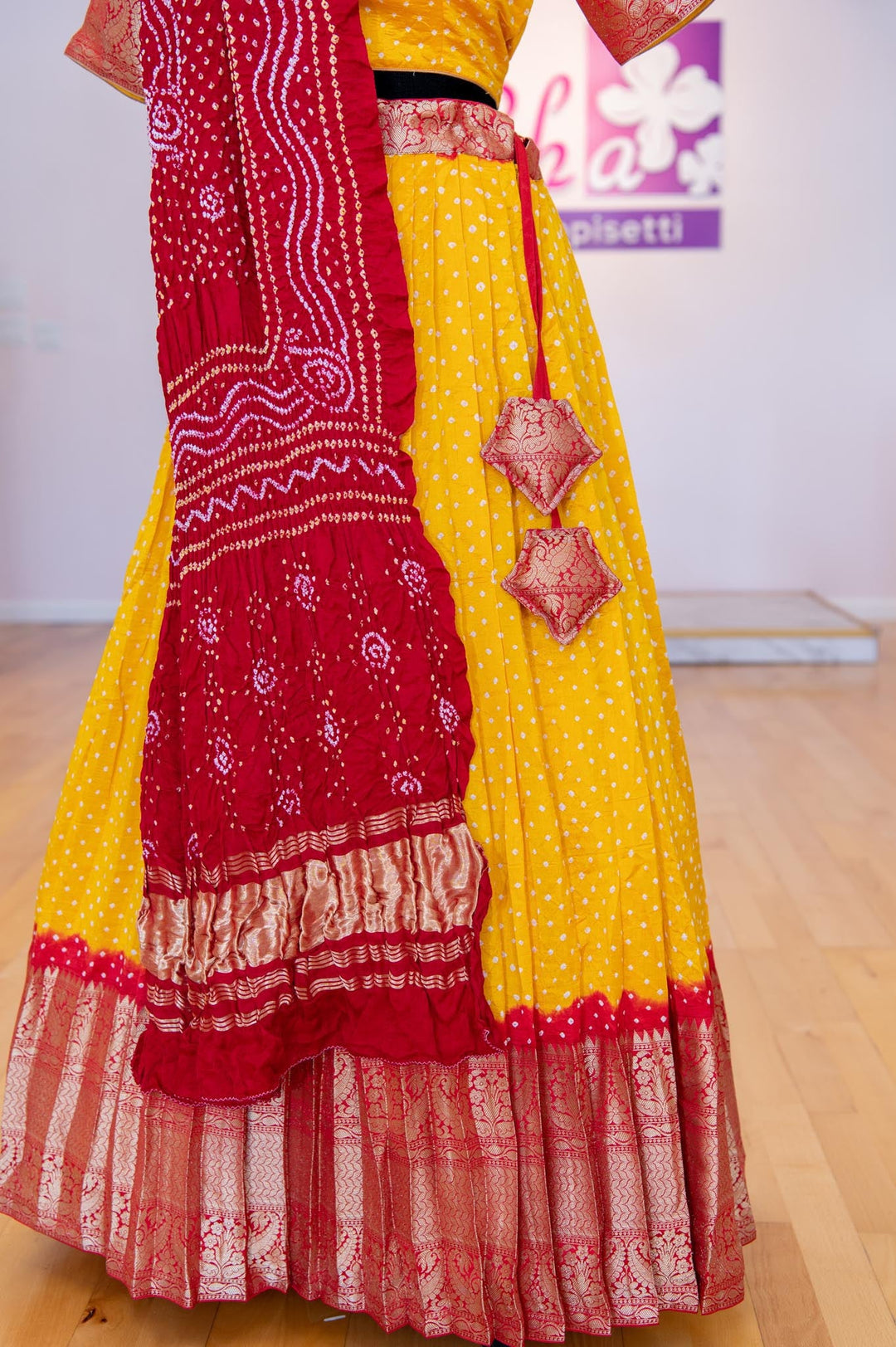 Lehengas - Yellow And Red Kanchi Bandhini Lehenga