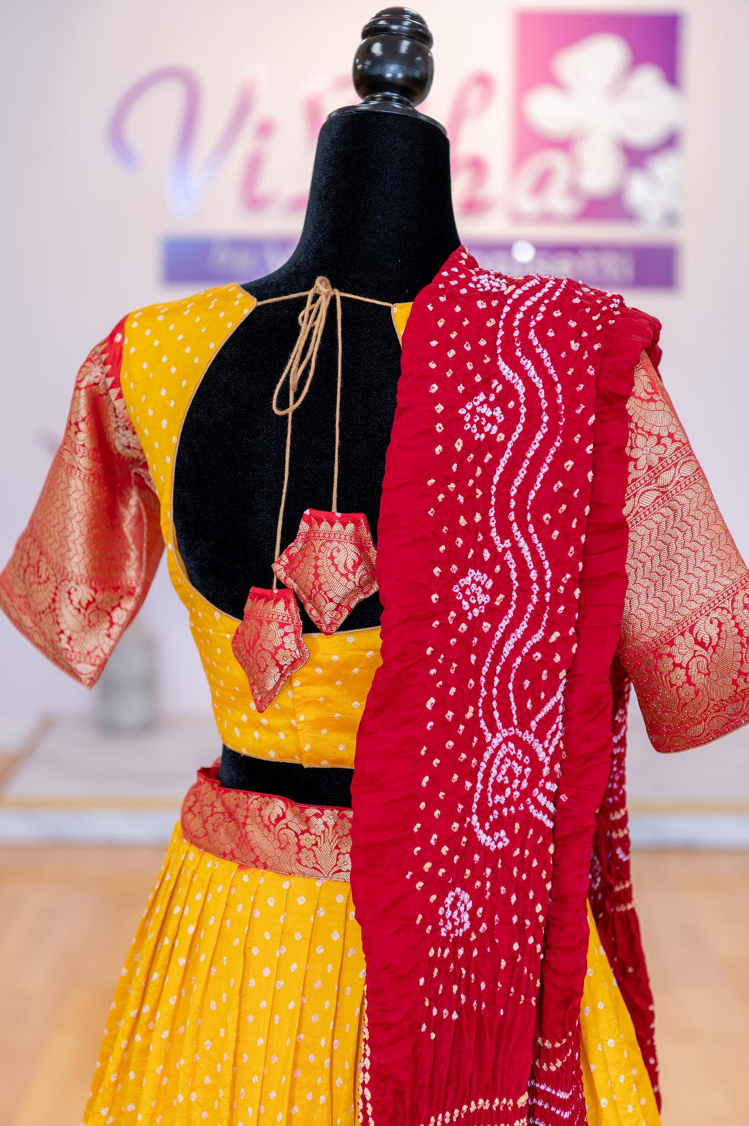 Lehengas - Yellow And Red Kanchi Bandhini Lehenga