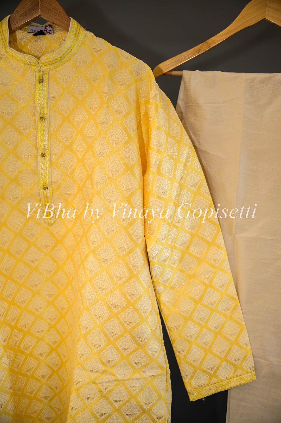 Men's Wear - Bright Yellow Kurta With Bottom