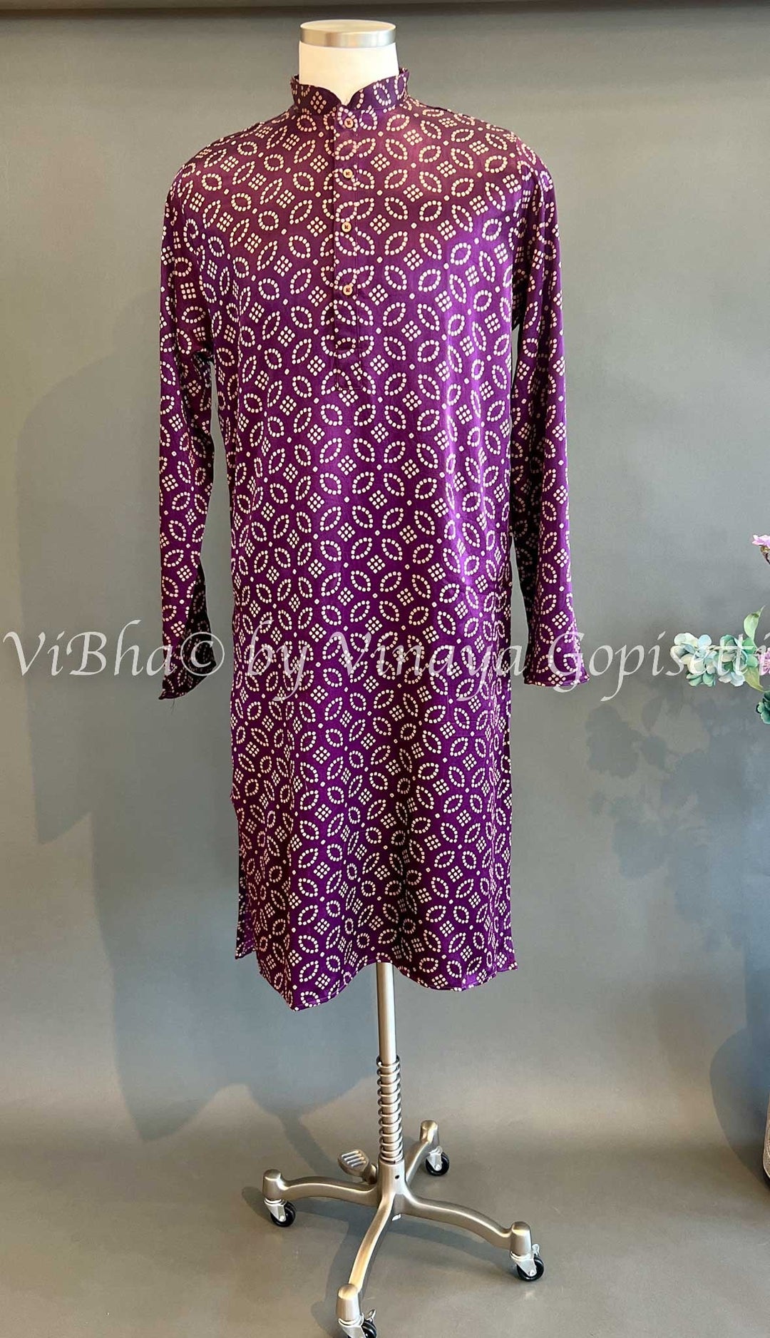 Men's Wear - Gaji Silk Bandhej Kurta