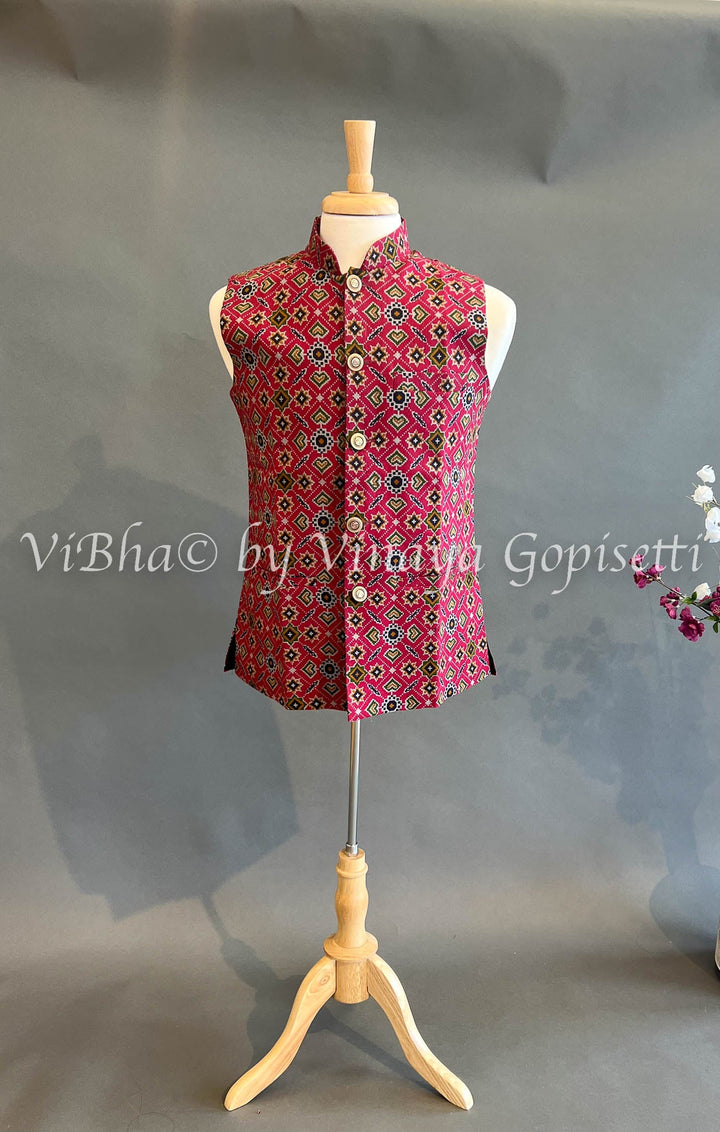 Men's Wear - Handloom Cotton Patola Vest