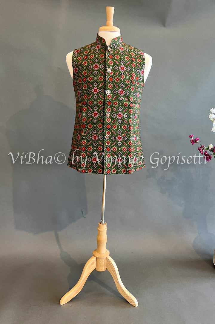 Men's Wear - Handloom Cotton Patola Vest