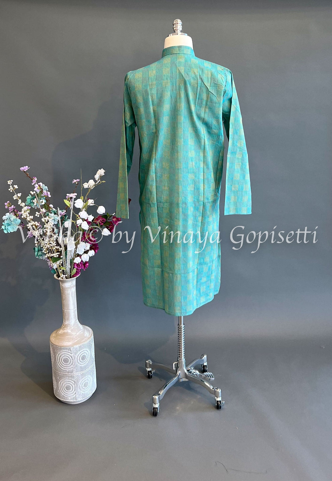 Men's Wear - Sea Green Handloom Cotton Kurta