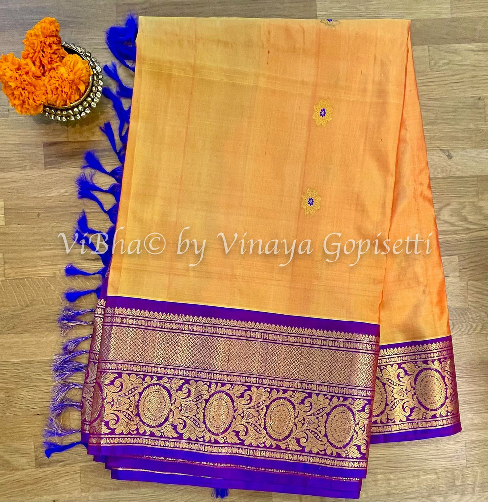 SAREE - Peach & Purple Gadwal Silk Saree