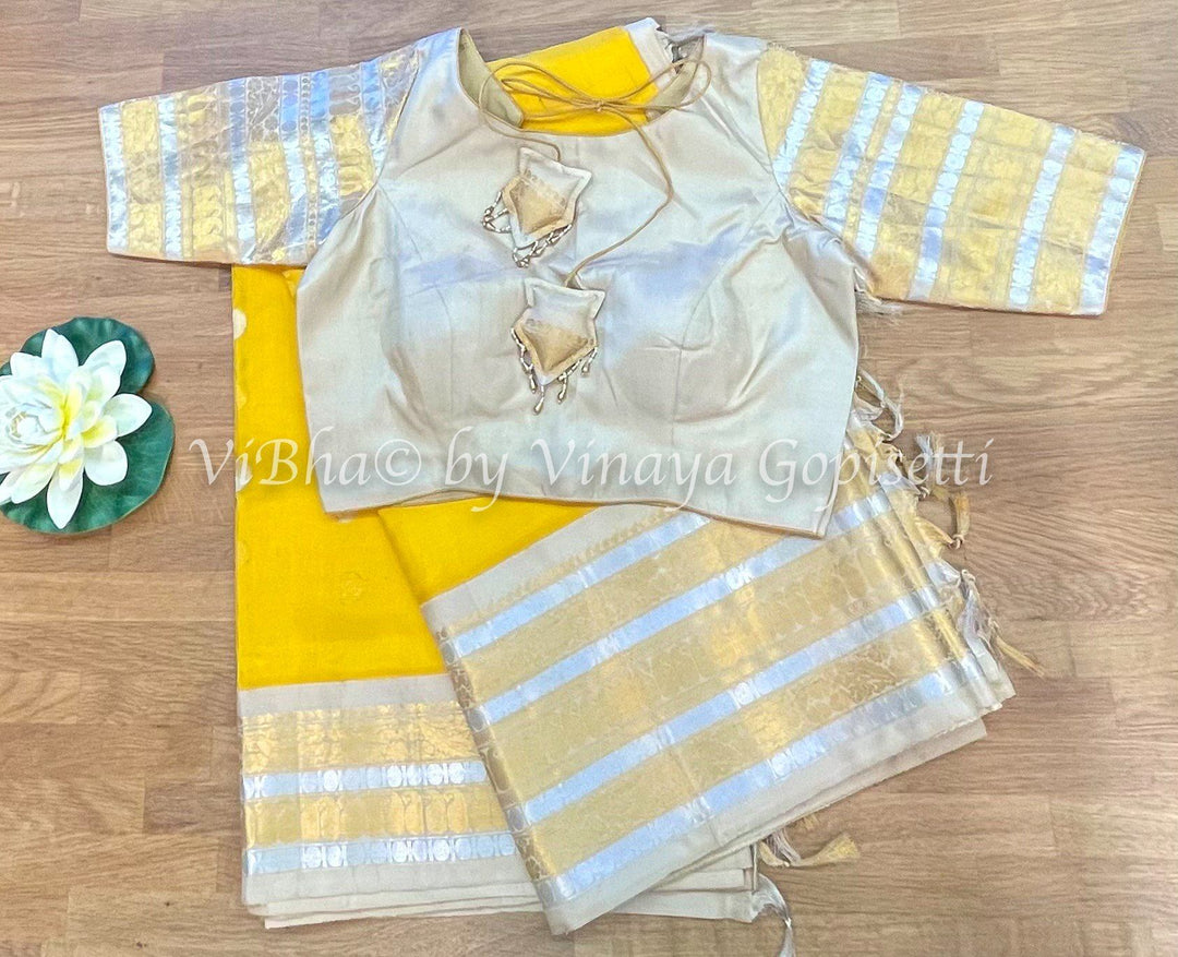 SAREE - Yellow And Gold Gadwal Silk Saree