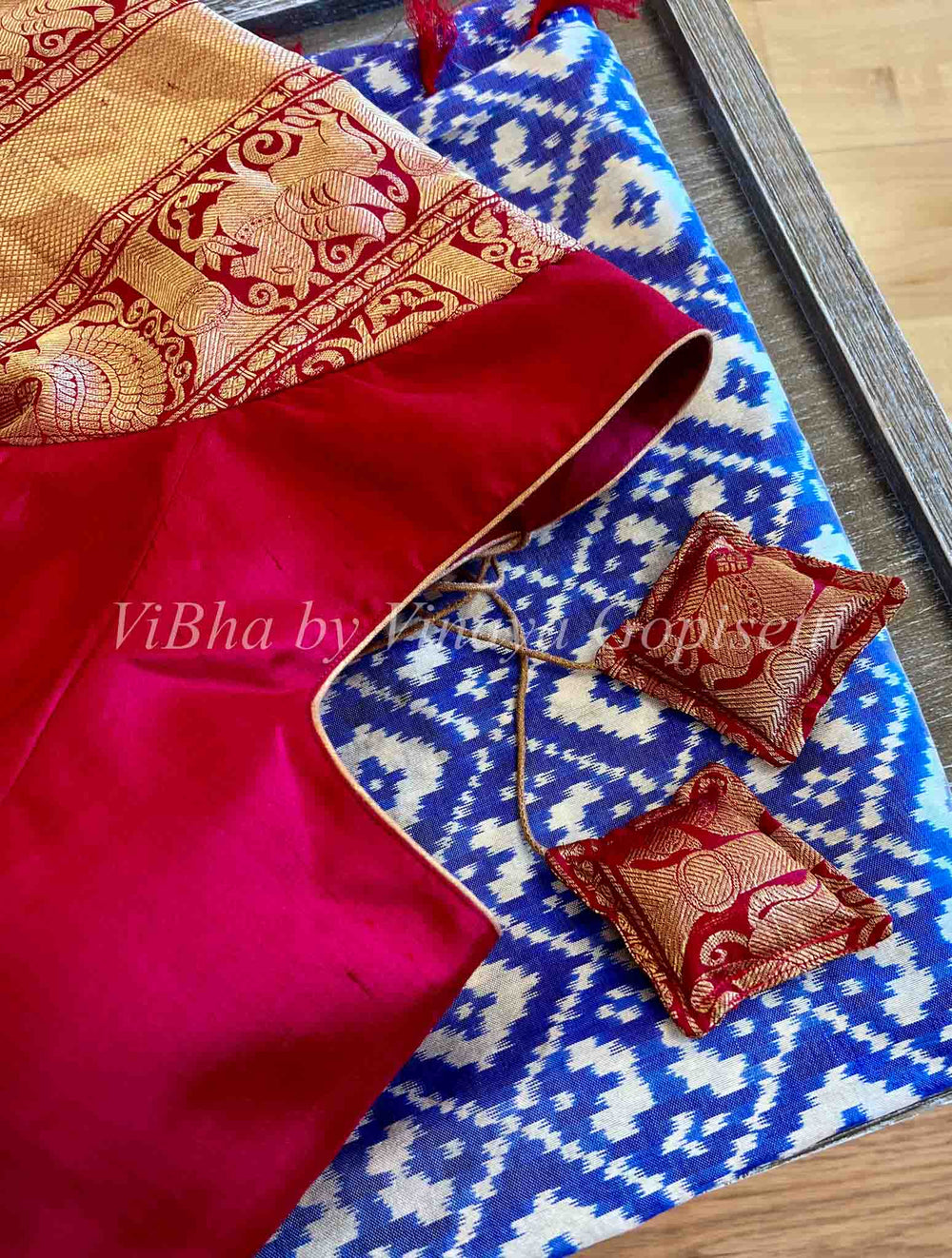 Sarees - Light Blue And Red Ikkat Silk Sarees