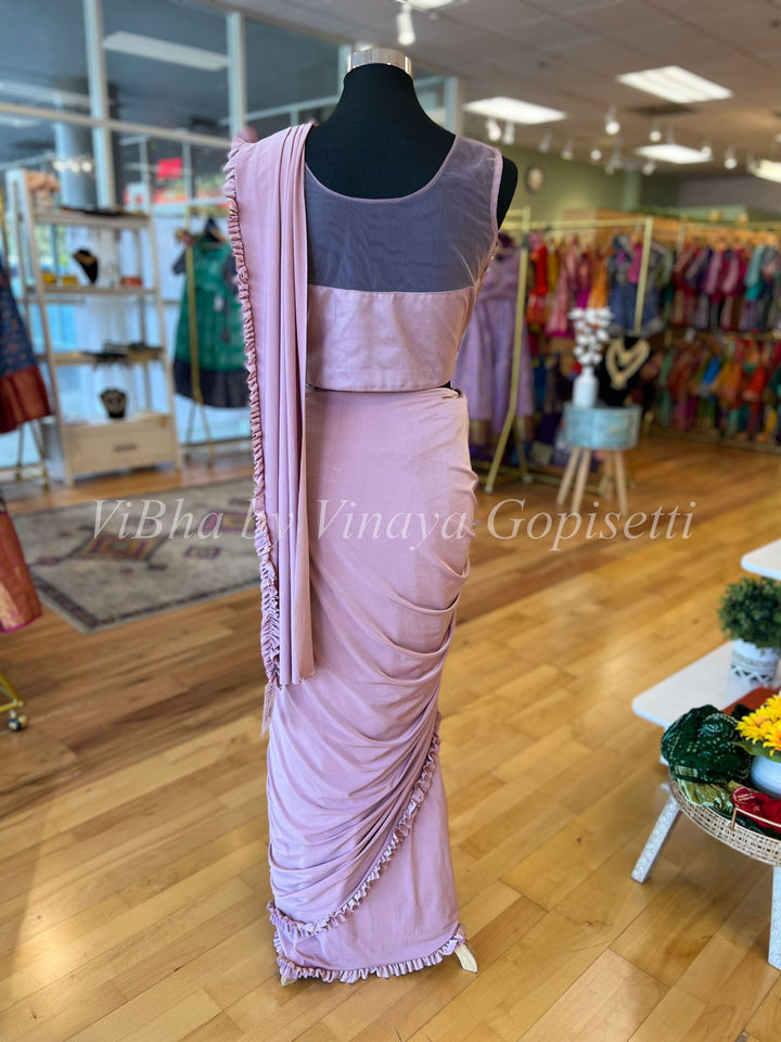 Sarees - Mauve Pre Pleated Saree