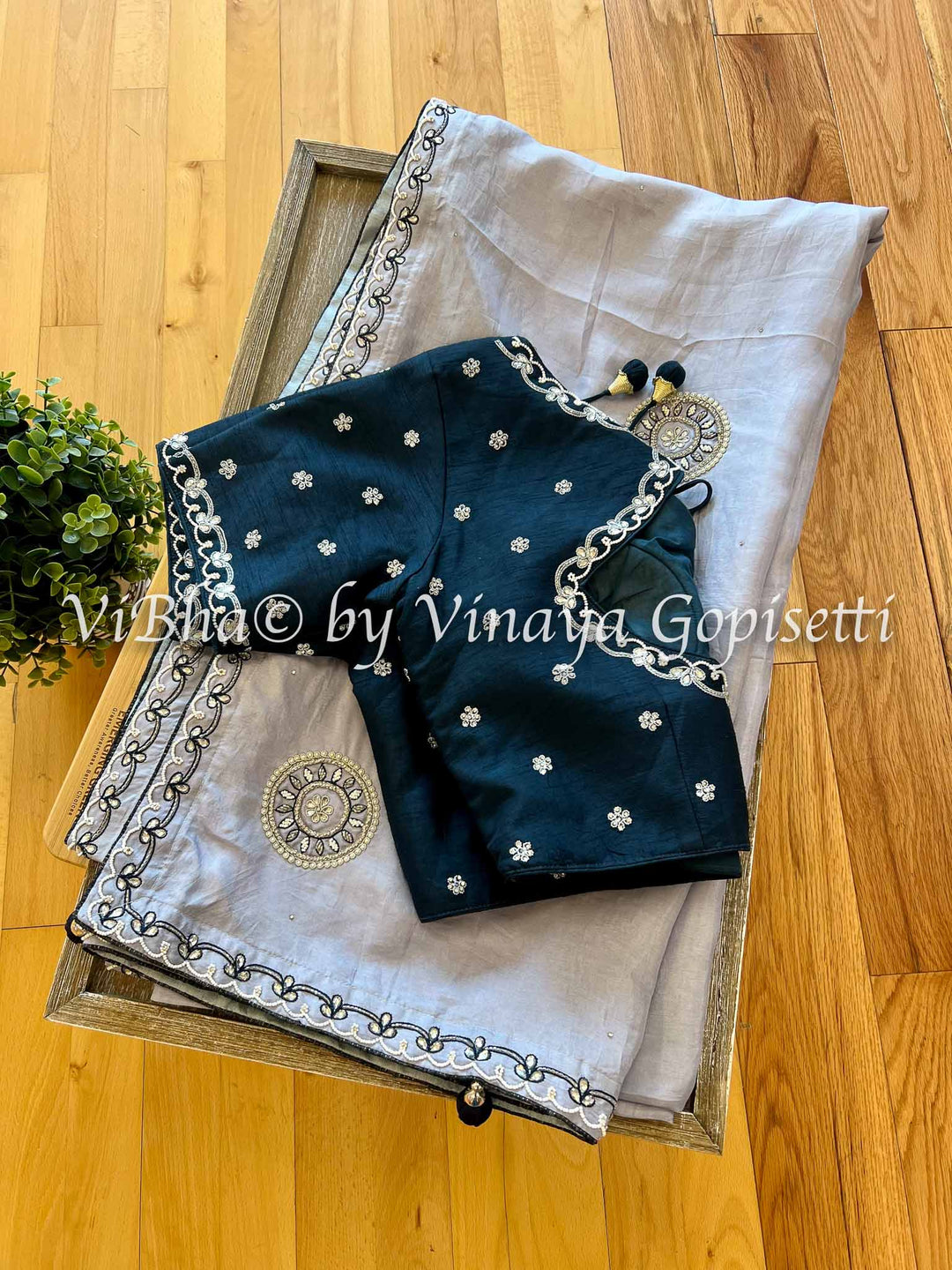 Sarees - Navy Blue & Lavender Fancy Saree