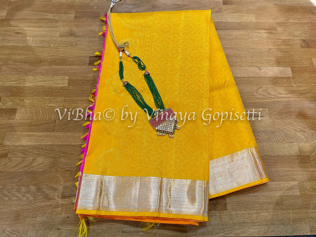 Sarees - Pink And Yellow Kanchipattu Saree