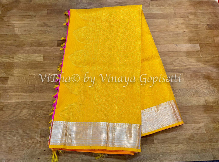 Sarees - Pink And Yellow Kanchipattu Saree