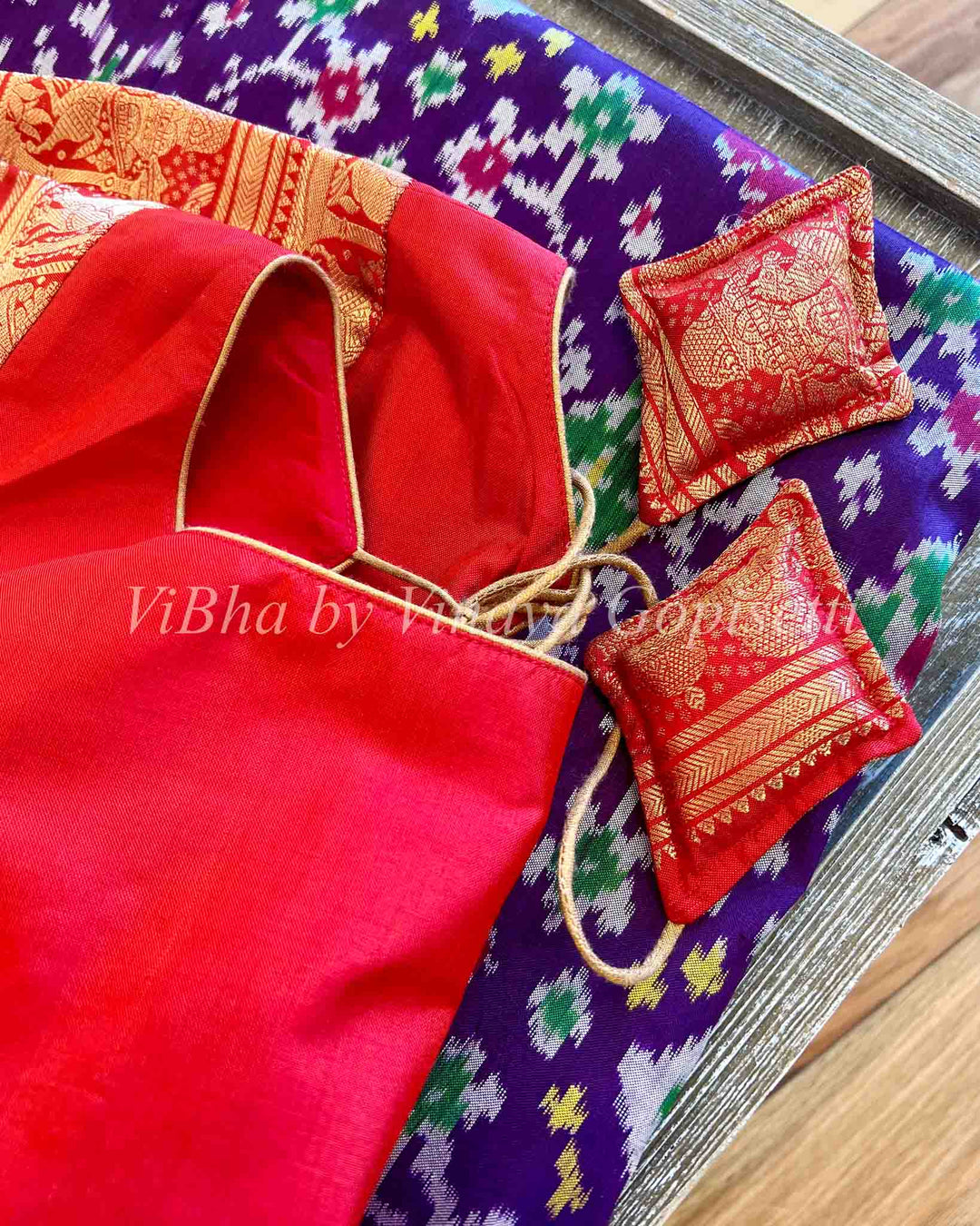 Sarees - Purple - Red Ikkat Silk Sarees