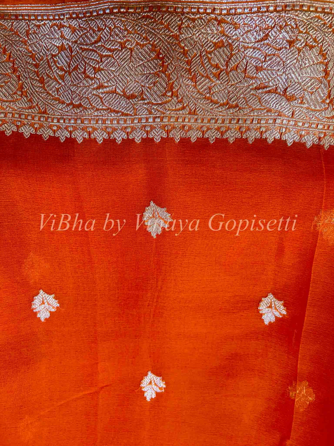 Sarees - Rust Banarasi Chiffon Silk Saree