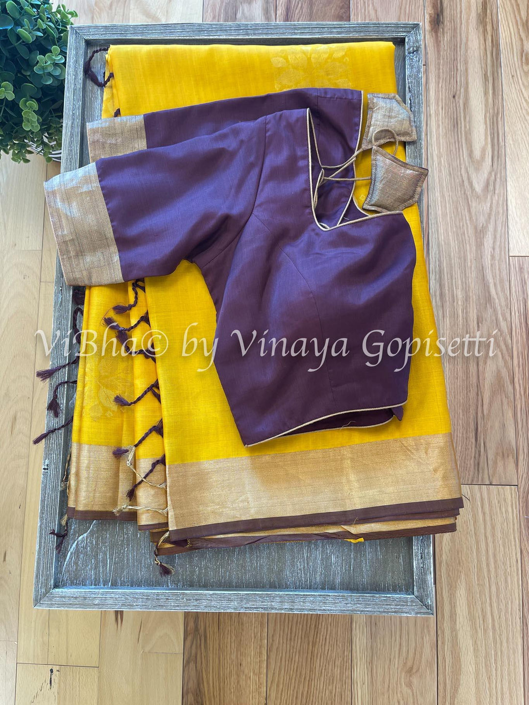 Sarees - Yellow And Brown Kaddi Border Kanchi Soft Silk Saree