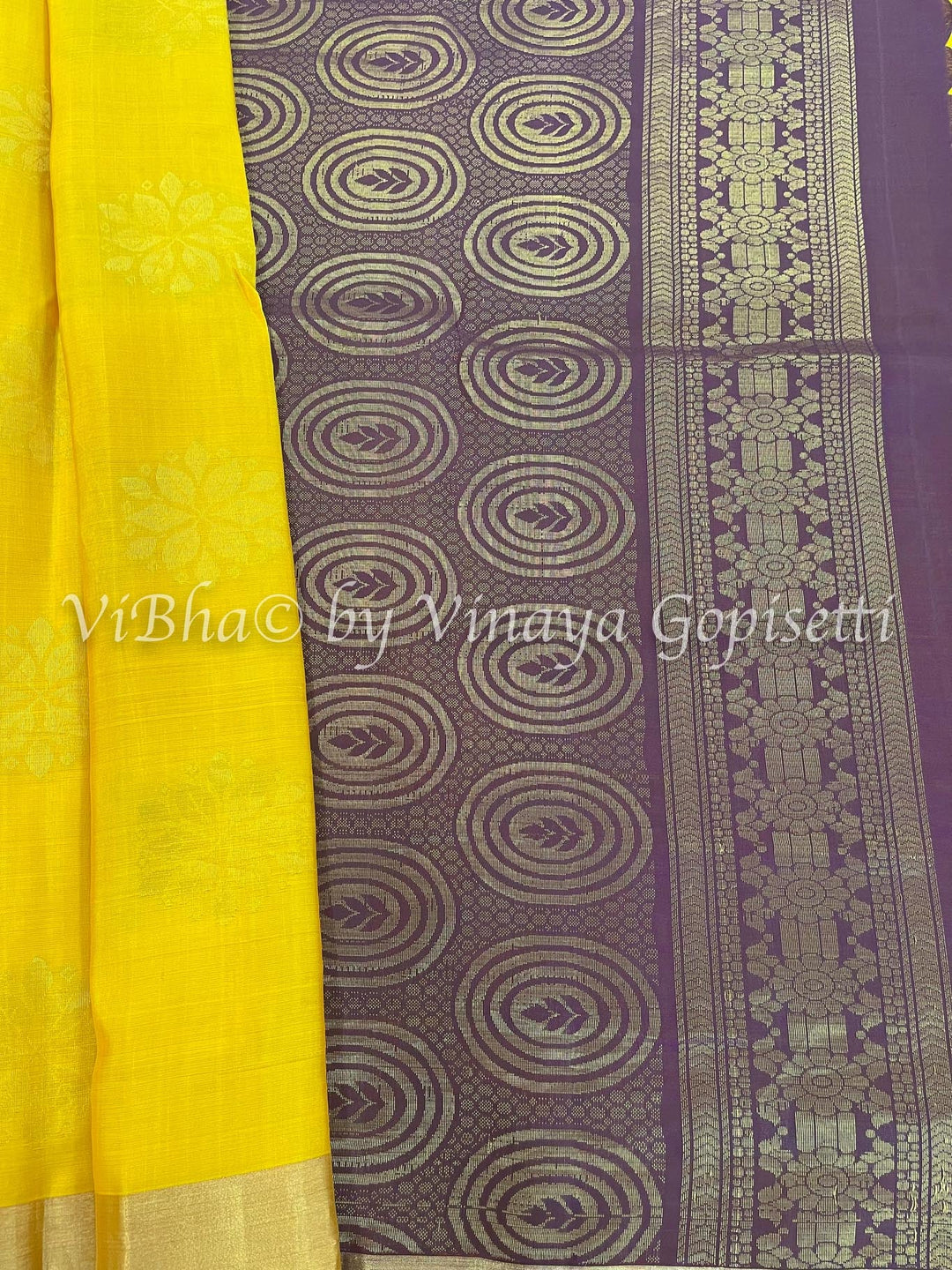 Sarees - Yellow And Brown Kaddi Border Kanchi Soft Silk Saree