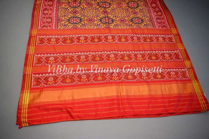 Sarees - Yellow And Red Single Ikkat Patola Saree And Blouse