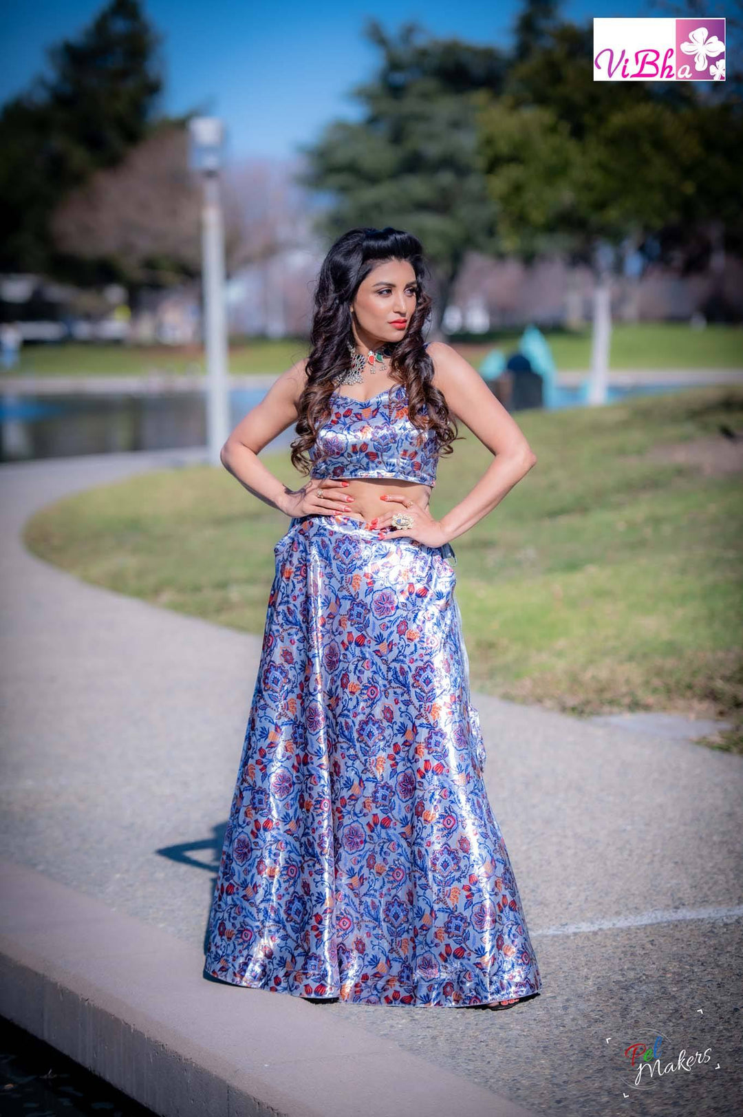 Velvet Lehenga - Blue Velvet Lehenga