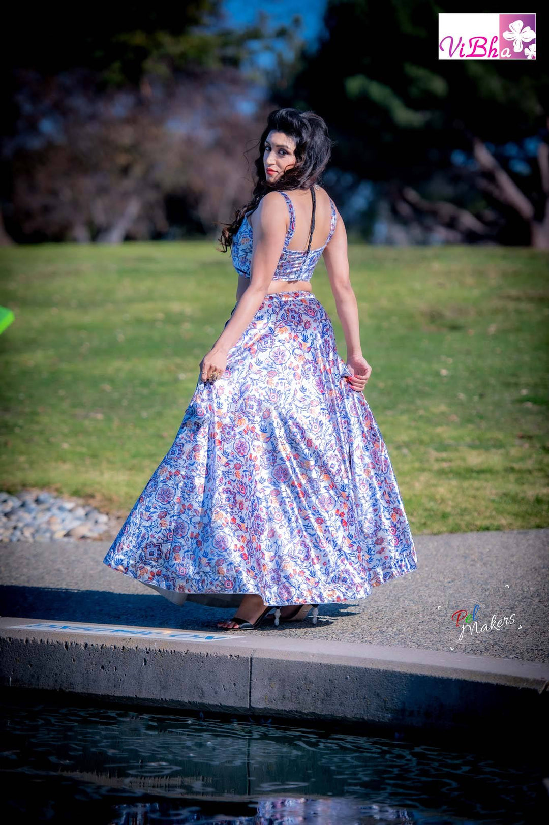 Velvet Lehenga - Blue Velvet Lehenga