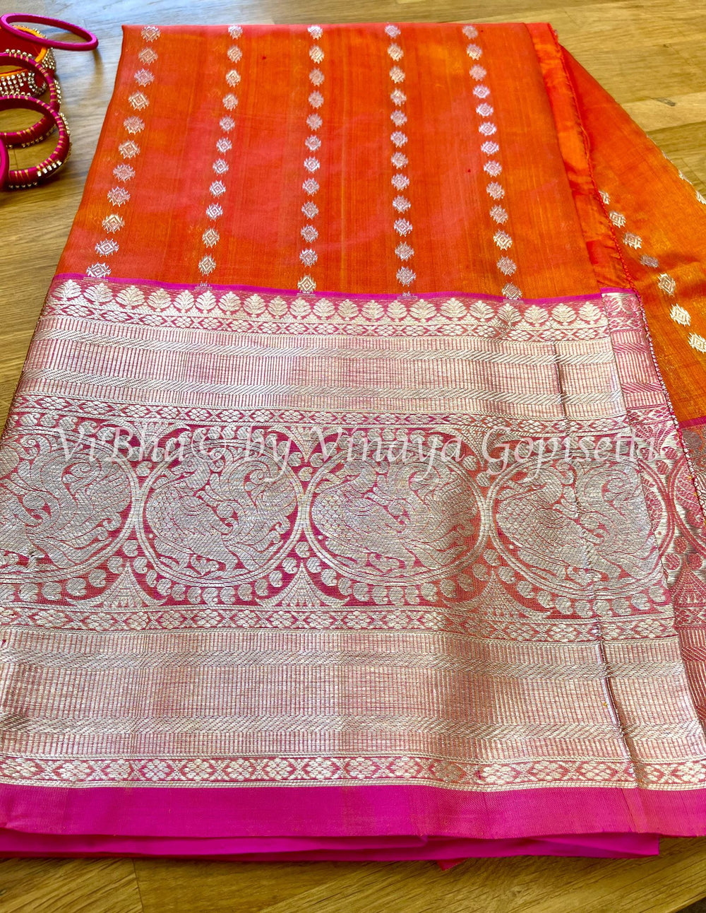 Venkatagiri Sarees - Orange And Pink Venkatagiri Saree