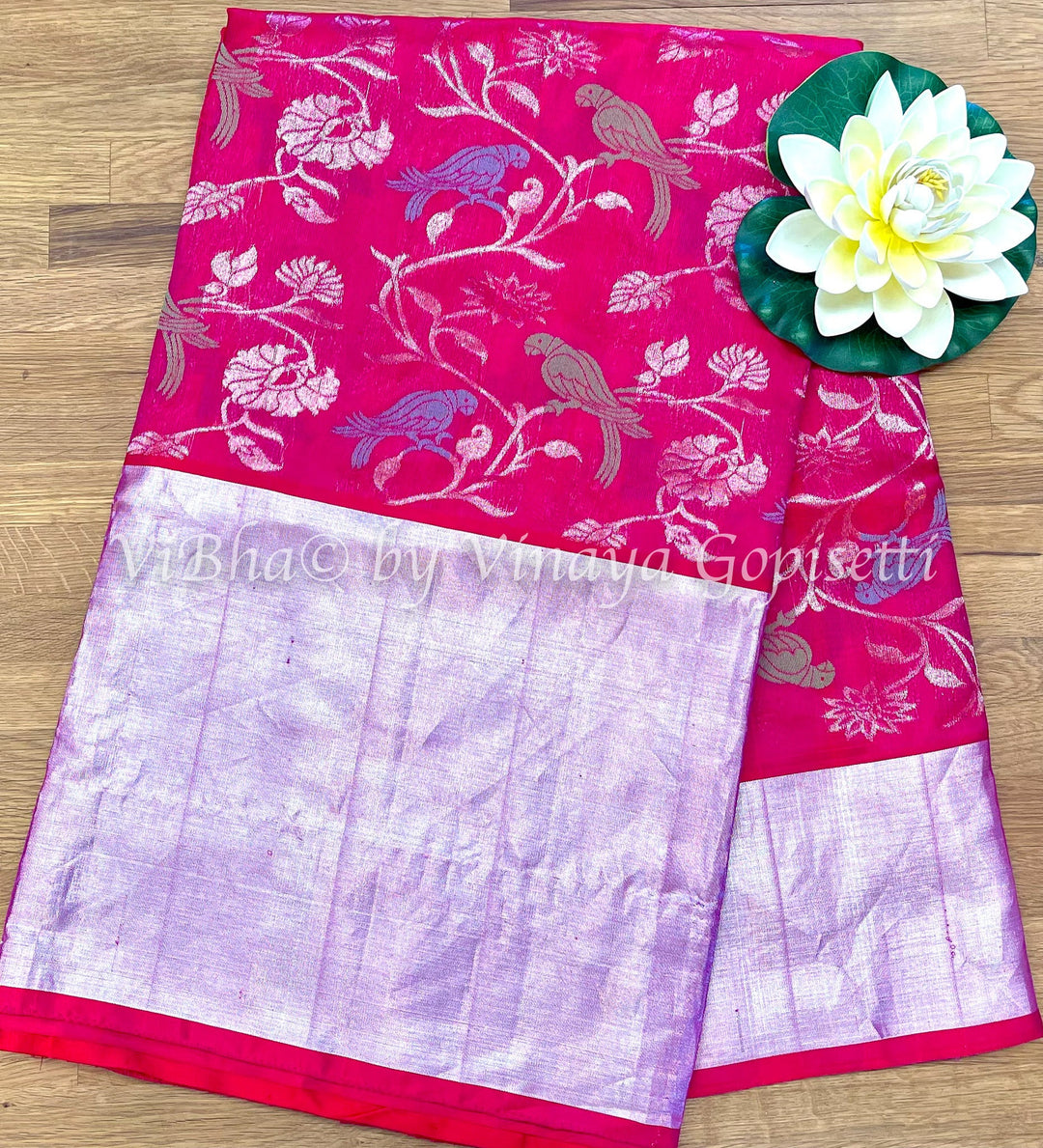 Venkatagiri Sarees - Rani Pink Birds All Over Venkatagiri Saree